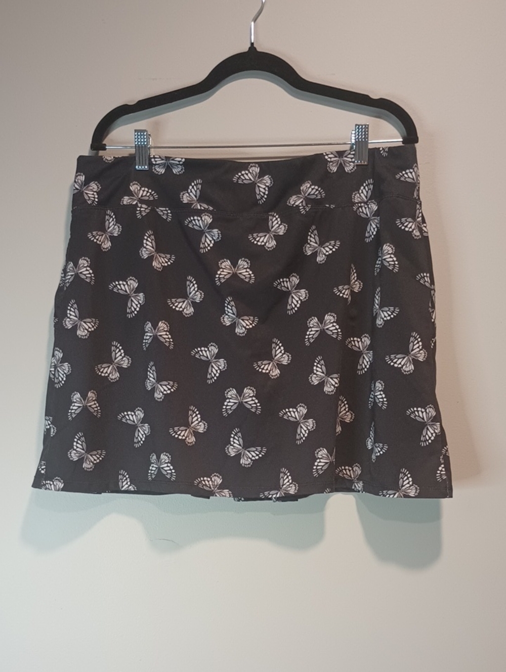 Coral Bay Black Mini Skirt with White Butterfly Print